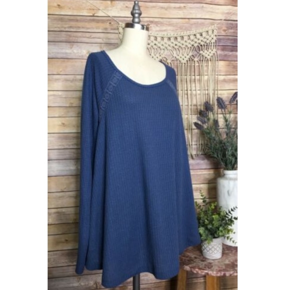 Mossimo Supply Co. Tops - Mossimo Blue Waffle Knit Long Sleeve  Top